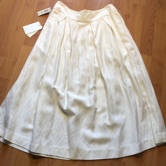 Linen blend White Midi skirt - Picture 3 of 6
